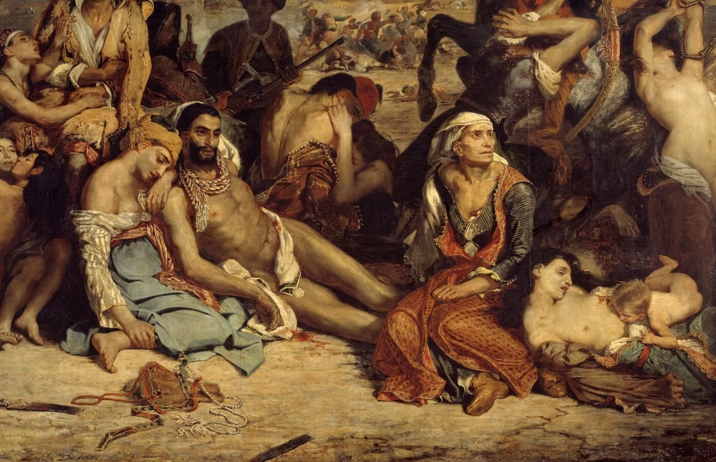 Il massacro di Chio. Scena che rappresenta la guerra d'indipendenza greca contro gli ottomani - Museo del Louvre, Parigi, dettaglio